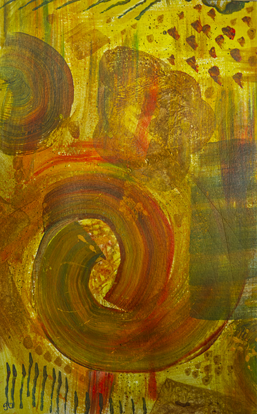 CONTENTMENT Abstract in Warm Yellow and Red   20240315 Print