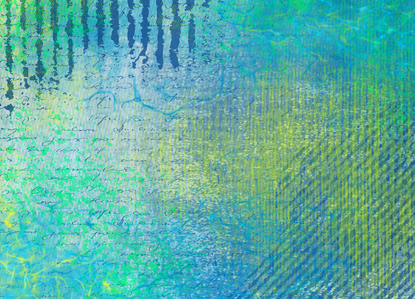 Dark Blue Pastel Abstract With Writing Print