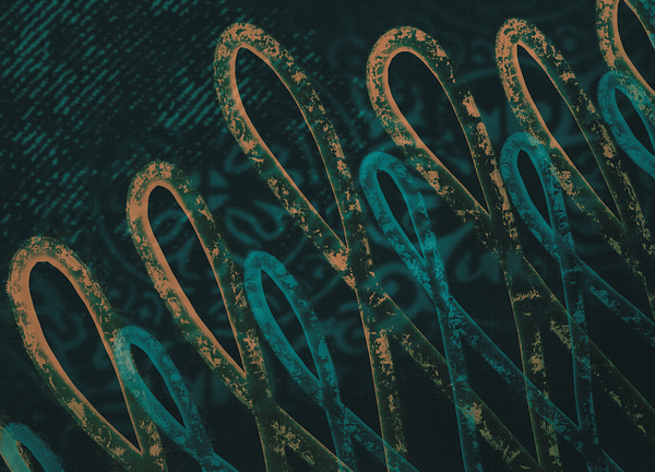 Linen and Loops Orange and Cyan Print