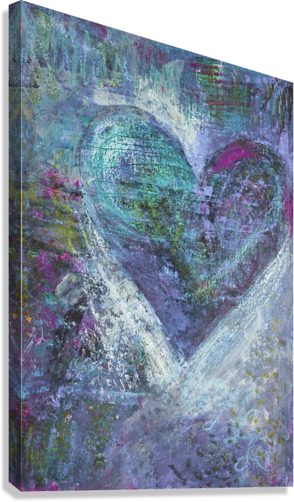 Blue Grey Heart Abstract Canvas Print
