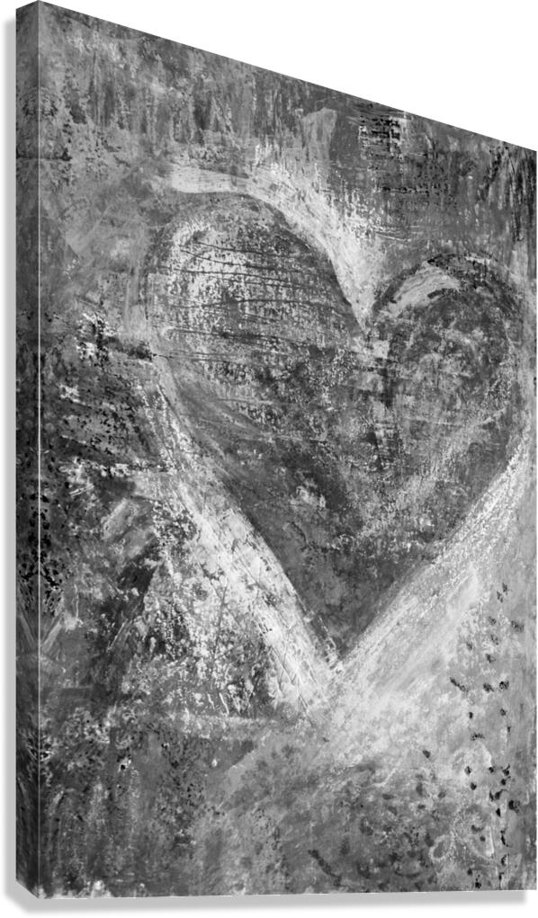 Heart Abstract in Black and White  Canvas Print