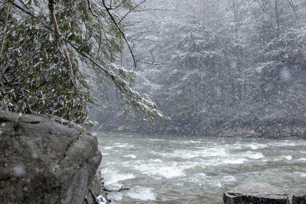 Snowy Day on The Yough  Print