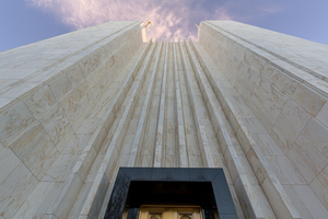 Mormon temple in Washington DC in late winter afternoon