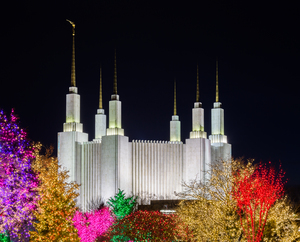 Mormon temple in Washington DC with xmas lights
