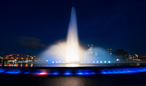 Point State Park Fountain in downtown Pittsburgh at night