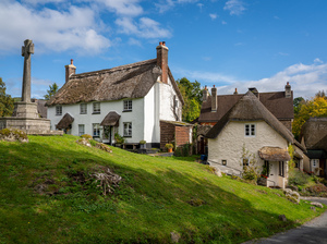 Thatched cottages in Lustleigh in Devon