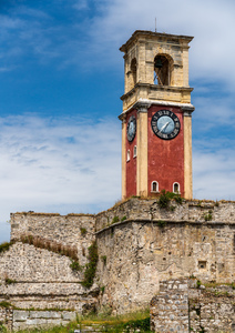 Clock tower in old fortress on Corfu