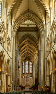 Interior aisle to altar in Truro cathedral in Cornwall