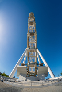 Fisheye view of Ain Dubai observation wheel on Bluewaters Island