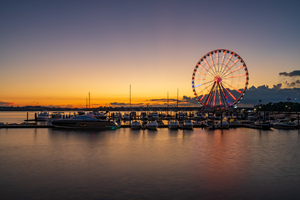 Ferris wheel at National Harbor at sunset