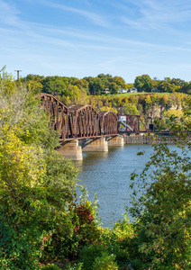 Historic rail bridge between Dubuque Iowa and East Dubuque
