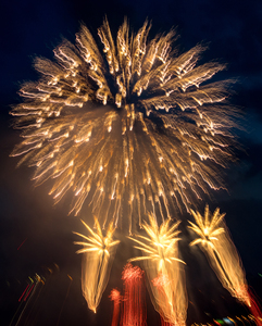 Abstract fireworks over Pittsburgh