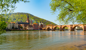 Old bridge into town of Heidelberg Germany