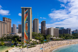 Hilton Hawaiian Village on the shore in Waikiki Hawaii