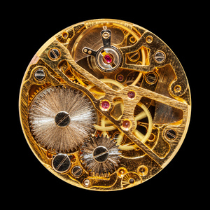 Interior of antique mechanical watch