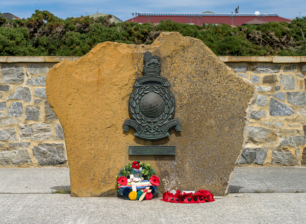 Royal Marines memorial in Stanley in the Falkland Islands Print