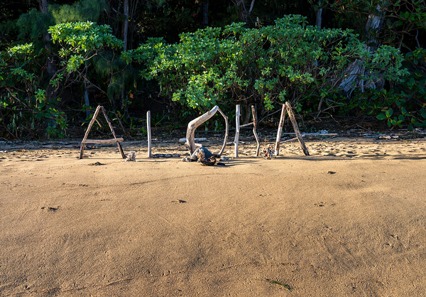 Aloha from Kauai: A driftwood greeting spells out a warm welcome Print