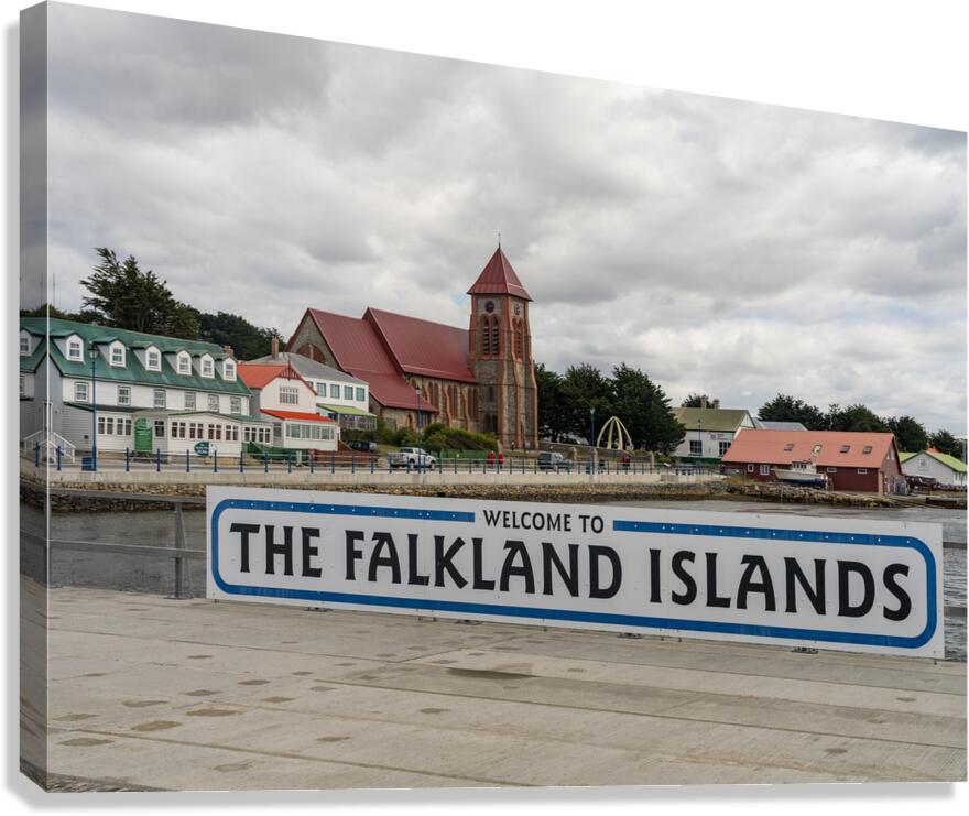 Welcome to Falklands sign in Stanley Falkland Islands Canvas Print