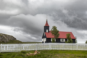 Black wooden church Iceland