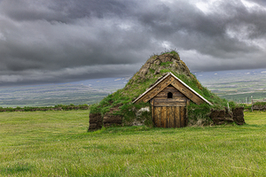 Traditional icelandic turf church 
