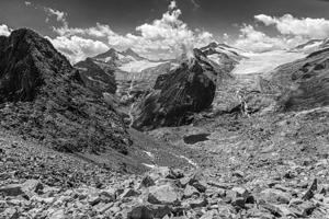 view of glaciers in the mountains of the tonale pass 