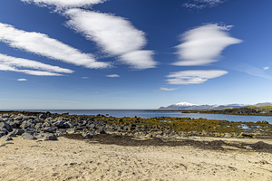 Snaefellsjokull volcano dominating the coastline  in iceland