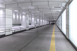 Empty illuminated underground passage