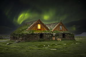 Traditional icelandic turf houses