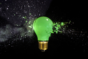 explosion of a green bulb 