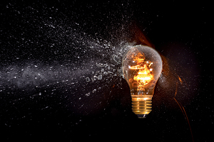 lit bulb hit by projectile 