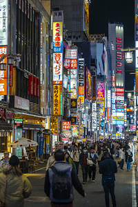 Tourists and locals walking in shinjuku golden gai 