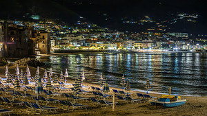 sparkling coastal city at night cefalu sicily 