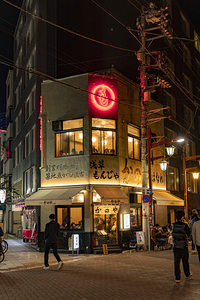 People walking near traditional japanese restaurant