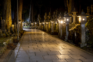 Stone lantern trail in Okunoin cemetery 