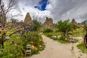 view of uchisar castle in cappadocia. 