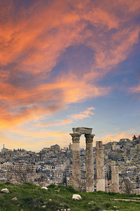 citadel of amman at sunset