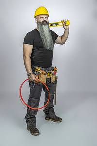 electrician worker with long beard 