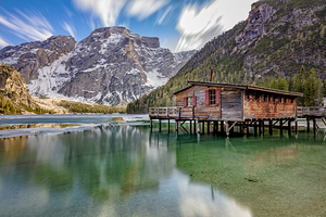 braies lake on alps
