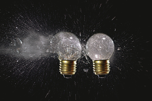 traditional light bulbs with exploded glass 