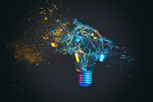 breaking of a traditional light bulb 