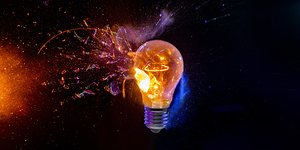 bulb breaks and creates many fragments 