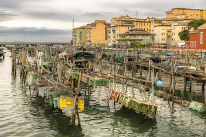 nets for fishing in the sea of chioggia 