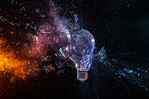 explosion of a glass bulb 