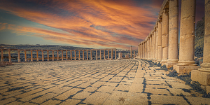 colonnade inside the ancient city of Jerash
