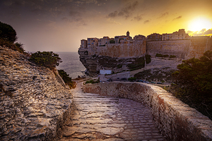 city ​​of Bastia seen at sunset famous ancient village in C