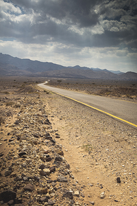 road in the Jordanian desert of Wadi Rum.
