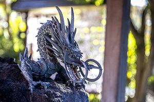 dragon-shaped sculpture in a Japanese temple 