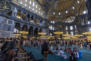 tourists visit Hagia sophia mosque