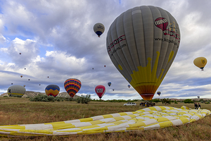 hot air balloons land near goreme at the end of the tour.