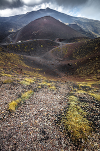 route on Mount Etna volcano